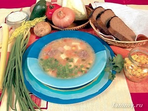 Суп из баранины с ячневой крупой, морковью и луком